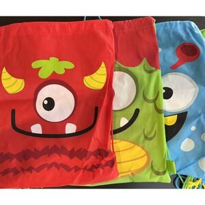 Small Set (7) Silly‎ Monster Drawstring Bags, Apparel Accessories 11.5x15